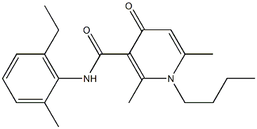 N-(2-Methyl-6-ethylphenyl)-1-butyl-2,6-dimethyl-4-oxo-1,4-dihydro-3-pyridinecarboxamide Struktur