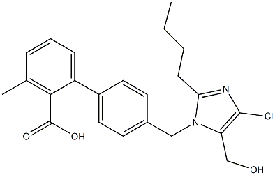 4'-[(2-Butyl-4-chloro-5-hydroxymethyl-1H-imidazol-1-yl)methyl]-3-methyl-1,1'-biphenyl-2-carboxylic acid Struktur