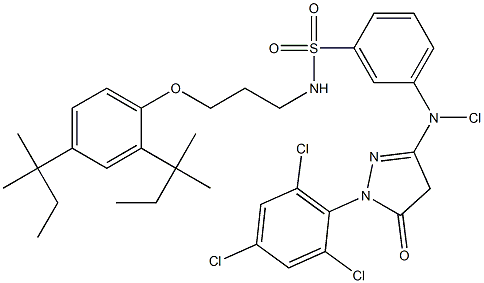 1-(2,4,6-Trichlorophenyl)-3-[N-chloro-3-[3-(2,4-di-tert-pentylphenoxy)propylsulfamoyl]anilino]-5(4H)-pyrazolone Struktur