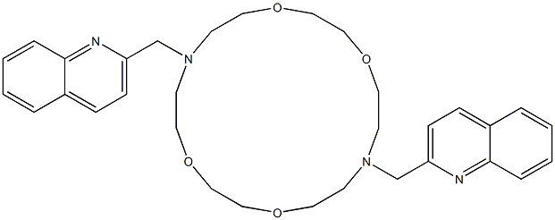 7,16-Bis[(quinolin-2-yl)methyl]-7,16-diaza-1,4,10,13-tetraoxacyclooctadecane Struktur