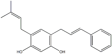 4-(3-Methyl-2-butenyl)-6-[(E)-3-phenyl-2-propenyl]benzene-1,3-diol Struktur