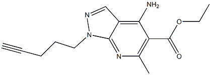 1-(4-Pentynyl)-4-amino-6-methyl-1H-pyrazolo[3,4-b]pyridine-5-carboxylic acid ethyl ester Struktur