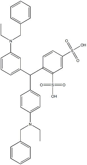 6-[[3-(N-Ethyl-N-benzylamino)phenyl][4-(N-ethyl-N-benzylamino)phenyl]methyl]-1,3-benzenedisulfonic acid Struktur