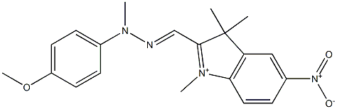 2-[[2-(4-Methoxyphenyl)-2-methylhydrazono]methyl]-1,3,3-trimethyl-5-nitro-3H-indolium Struktur