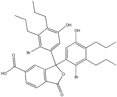 1,1-Bis(2-bromo-5-hydroxy-3,4-dipropylphenyl)-1,3-dihydro-3-oxoisobenzofuran-6-carboxylic acid Struktur