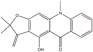 4-Hydroxy-3-methylene-2,2,10-trimethyl-2,3-dihydrofuro[3,2-b]acridin-5(10H)-one Struktur