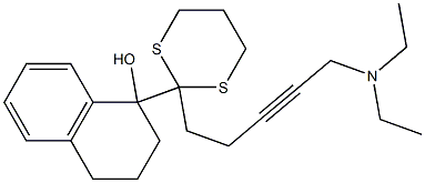 1,2,3,4-Tetrahydro-1-[2-(5-diethylamino-3-pentynyl)-1,3-dithian-2-yl]naphthalen-1-ol Struktur