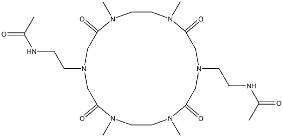 2,5,11,14-Tetramethyl-8,17-bis[2-(acetylamino)ethyl]-2,5,8,11,14,17-hexaazacyclooctadecane-1,6,10,15-tetrone Struktur