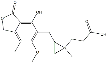 3-[(4-Hydroxy-6-methoxy-7-methyl-3-oxo-5-phthalanyl)methyl]-1-methylcyclopropane-1-propionic acid Struktur