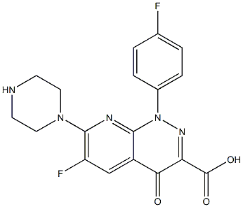 6-Fluoro-1-(4-fluorophenyl)-7-piperazino-1,4-dihydro-4-oxopyrido[2,3-c]pyridazine-3-carboxylic acid Struktur