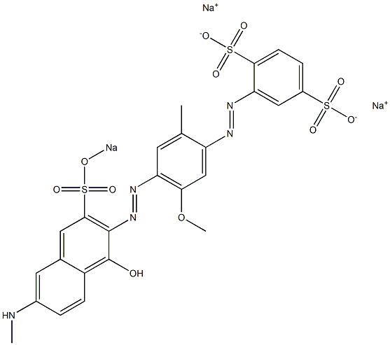 2-[4-[1-Hydroxy-6-methylamino-3-(sodiooxysulfonyl)-2-naphtylazo]-5-methoxy-2-methylphenylazo]-1,4-benzenedisulfonic acid disodium salt Struktur