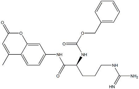 N-[(S)-4-(Aminoiminomethylamino)-1-(4-methyl-2-oxo-2H-1-benzopyran-7-ylaminocarbonyl)butyl]carbamic acid phenylmethyl ester Struktur