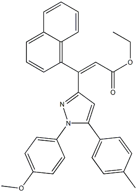 (Z)-3-(1-Naphtyl)-3-[[1-(4-methoxyphenyl)-5-(4-methylphenyl)-1H-pyrazol]-3-yl]propenoic acid ethyl ester Struktur