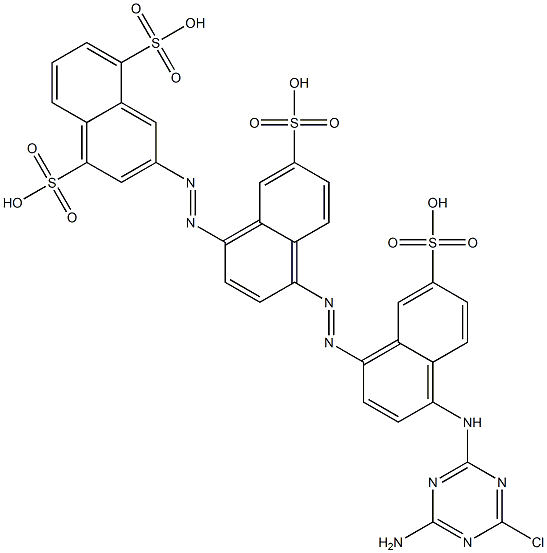 3-[[4-[[4-[(4-Amino-6-chloro-1,3,5-triazin-2-yl)amino]-7-sulfo-1-naphthalenyl]azo]-7-sulfo-1-naphthalenyl]azo]-1,5-naphthalenedisulfonic acid Struktur