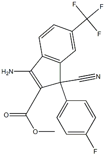 3-Amino-1-cyano-6-trifluoromethyl-1-(4-fluorophenyl)-1H-indene-2-carboxylic acid methyl ester Struktur