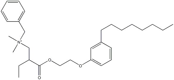 N,N-Dimethyl-N-benzyl-N-[2-[[2-(3-octylphenyloxy)ethyl]oxycarbonyl]butyl]aminium Struktur