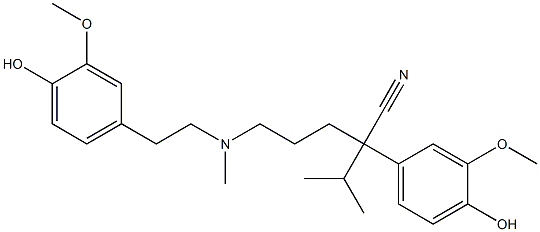 2-(3-Methoxy-4-hydroxyphenyl)-5-[(3-methoxy-4-hydroxyphenethyl)methylamino]-2-isopropylvaleronitrile Struktur