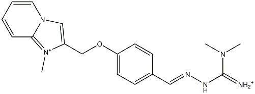 1-Methyl-2-[4-[2-[iminio(dimethylamino)methyl]hydrazonomethyl]phenoxymethyl]imidazo[1,2-a]pyridin-1-ium Struktur