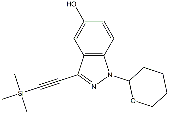 1-(tetrahydro-2H-pyran-2-yl)-3-(2-(trimethylsilyl)ethynyl)-1H-indazol-5-ol Struktur