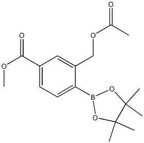 methyl 3-(acetoxymethyl)-4-(4,4,5,5-tetramethyl-1,3,2-dioxaborolan-2-yl)benzoate Struktur