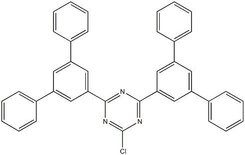 2-Chloro-4,6-bis[1,1':3',1'']terphenyl-5'-yl-1,3,5-triazine Struktur