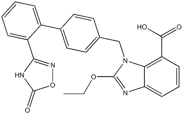 2-Ethoxy-1-((2'-(5-oxo-4,5-dihydro-1,2,4-oxadiazol-3-yl)biphenyl-4-yl)methyl)- 1H-benzimidazole-7-carboxylic acid Struktur