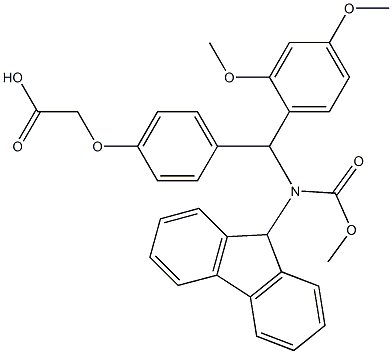 4-[(2,4-Dimethoxyphenyl)(N-fluorenylmethoxycarbonylamino)methyl]phenoxyacetic acid Struktur