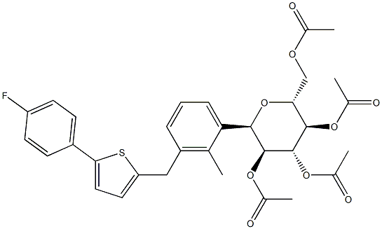 (2R,3R,4R,5S,6R)-2-(acetoxymethyl)-6-(3-((5-(4-fluorophenyl)thiophen-2-yl)methyl)-2-methylphenyl)tetrahydro-2H-pyran-3,4,5-triyl triacetate