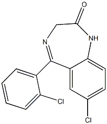 7-chloro-5-(2-chlorophenyl)-1,3-dihydro-3H-1,4-benzodiazepin-2-one Struktur