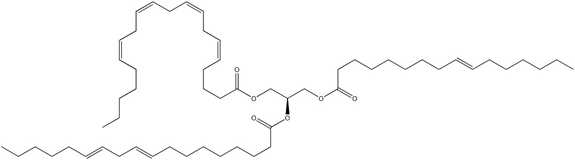 1-(9Z-hexadecenoyl)-2-(9Z,12Z-octadecadienoyl)-3-(5Z,8Z,11Z,14Z-eicosatetraenoyl)-sn-glycerol Struktur