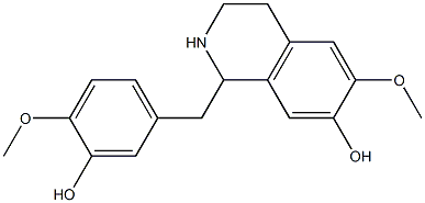 1-(3-Hydroxy-4-methoxybenzyl)-6-methoxy-1,2,3,4-tetrahydro-7-isoquinol inol Struktur