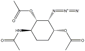 Cyclohexane, 1R-acetamido-2cis,4trans-bis(acetoxy)-3trans-azido- Struktur