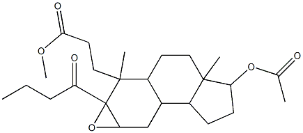 Methyl 3-[3-(acetyloxy)-6a-butyryl-3a,6-dimethyldodecahydro-1H-cyclope nta[5,6]naphtho[2,3-b]oxiren-6-yl]propanoate Struktur