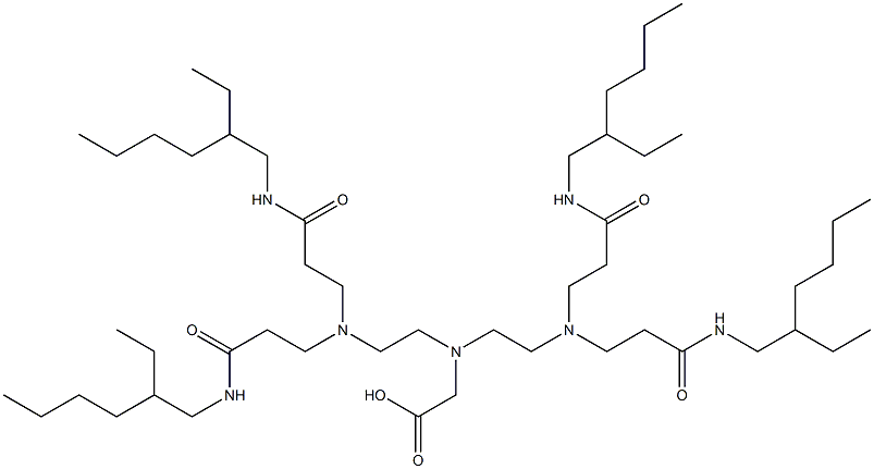 N,N-bis(2-(bis(2-ethylhexylcarbamoylethyl)amino)ethyl)glycine Struktur