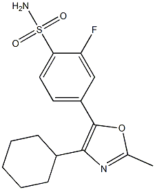 4-(4-cyclohexyl-2-methyloxazol-5-yl)-2-fluorobenzenesulfonamide Struktur