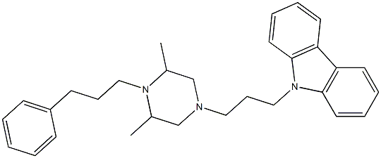 9-(3-(3,5-dimethyl-4-(3-phenylpropyl)-1-piperazinyl)propyl)carbazole Struktur