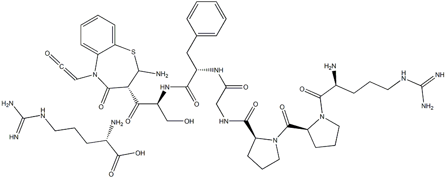 arginyl-prolyl-prolyl--glycyl-phenylalanyl-seryl-(3S)(amino)-5-(carbonylmethyl)-2,3-dihydro-1,5-benzothiazepin-4(5H)-one-arginine Struktur