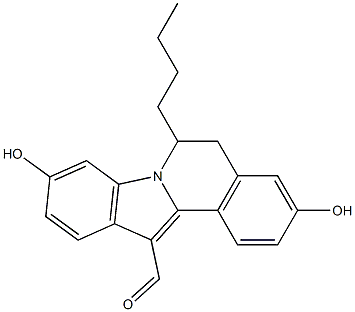 6-butyl-12-formyl-5,6-dihydro-3,9-dihydroxyindolo(2,1-a)isoquinoline Struktur