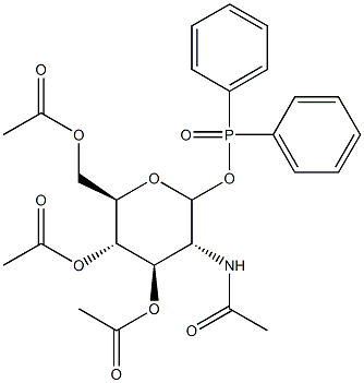 2-acetamido-3,4,6-tri-O-acetyl-2-deoxyglucopyranosyl diphenylphosphinate Struktur