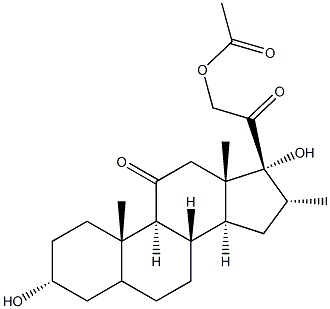 16A-METHYLPREGNANE-3A,17A,21-TRIOL-11,20 DIONE-21-ACETATE Struktur