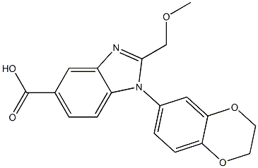 1-(2,3-DIHYDRO-BENZO[1,4]DIOXIN-6-YL)-2-METHOXYMETHYL-1H-BENZOIMIDAZOLE-5-CARBOXYLIC ACID Struktur