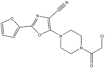 5-[4-(CHLOROACETYL)PIPERAZIN-1-YL]-2-(2-FURYL)-1,3-OXAZOLE-4-CARBONITRILE Struktur