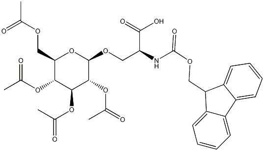 N-FMOC-O-(2,3,4,6-TETRA-O-ACETYL-BETA-D-GLUCOPYRANOSYL)-L-SERINE Struktur