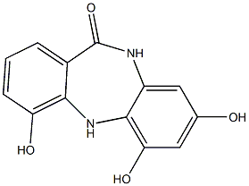 4,6,8-TRIHYDROXY-5,10-DIHYDRO-DIBENZO[B,E][1,4]DIAZEPIN-11-ONE Struktur