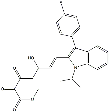 Methyl(E)-7-[3-(4-fluorophenyl)-1-(1-methylethyl)-1H-indol-2-yl]-5-hydroxy-3-oxo-6-heptenonate Struktur