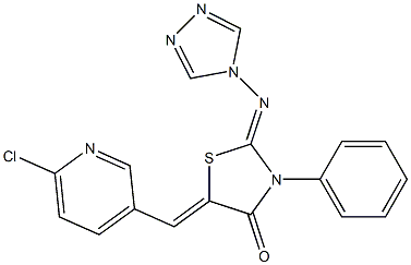 5-[(Z)-(6-chloro-3-pyridinyl)methylidene]-3-phenyl-2-(4H-1,2,4-triazol-4-ylimino)-1,3-thiazolan-4-one Struktur