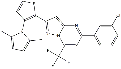 5-(3-chlorophenyl)-2-[3-(2,5-dimethyl-1H-pyrrol-1-yl)-2-thienyl]-7-(trifluoromethyl)pyrazolo[1,5-a]pyrimidine Struktur