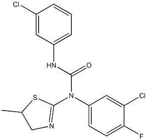 N-(3-chloro-4-fluorophenyl)-N'-(3-chlorophenyl)-N-(5-methyl-4,5-dihydro-1,3-thiazol-2-yl)urea Struktur