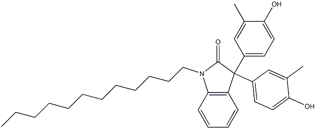 1-dodecyl-3,3-di(4-hydroxy-3-methylphenyl)indolin-2-one Struktur