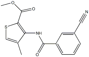 methyl 3-[(3-cyanobenzoyl)amino]-4-methylthiophene-2-carboxylate Struktur